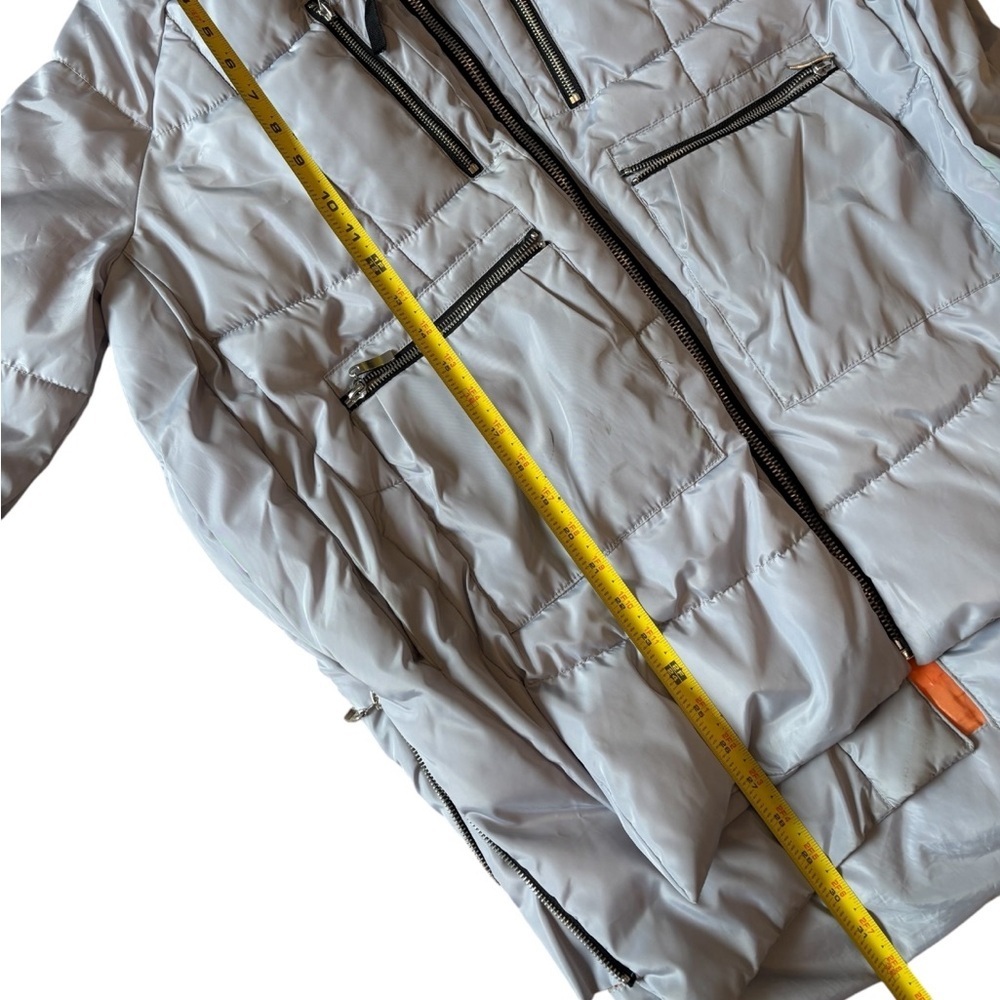 Cl Sono Light Gray Hooded Puffer Jacket with Fur Lined Hood - Picture 13 of 13